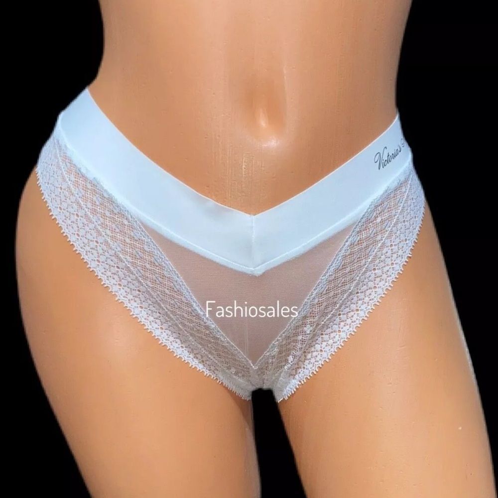 Victorias Secret Incredible Supersoft Sexy Sheer mesh brazilian Panty White Xl